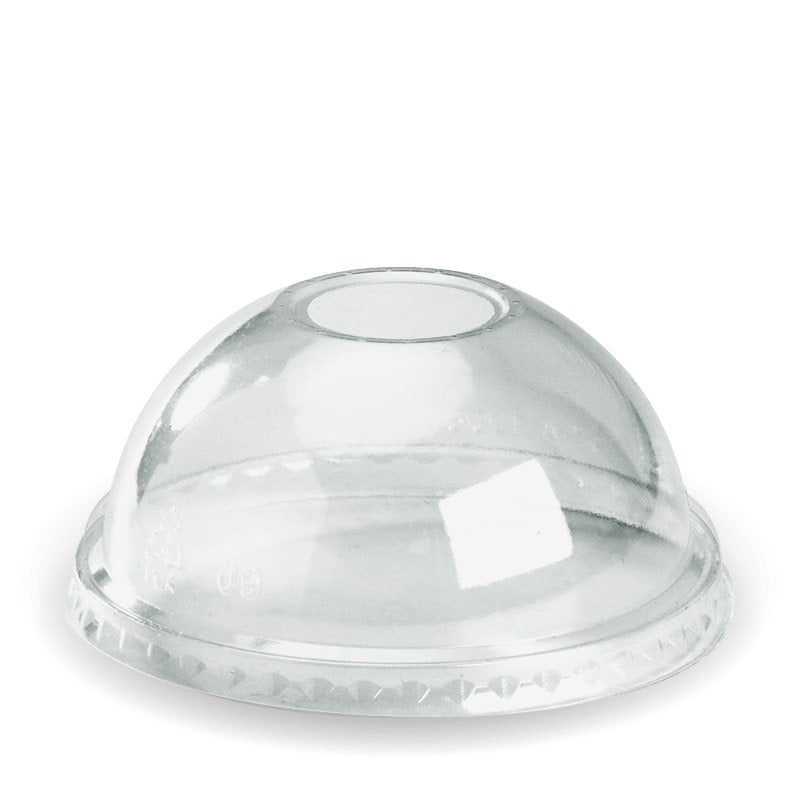 PLA Dome Lid - Round Hole - Clear - Fits 300-700ml (96mm) - 1000/ctn - clear - BioPak commercial catering consumable