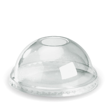PLA Dome Lid - Round Hole - Clear - Fits 300-700ml (96mm) - 1000/ctn - clear - BioPak commercial catering consumable