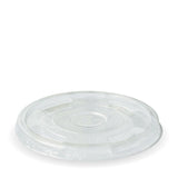 PLA Flat Lid - Half Moon Slot - Clear - Fits 300-700ml (96mm) - 1000/ctn - clear - BioPak commercial catering consumable