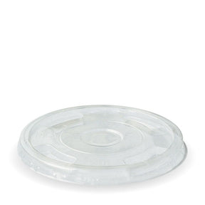 PLA Flat Lid - Half Moon Slot - Clear - Fits 300-700ml (96mm) - 1000/ctn - clear - BioPak commercial catering consumable