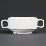 C239 Olympia Whiteware Soup Bowls With Handles 400ml (Pack of 6)