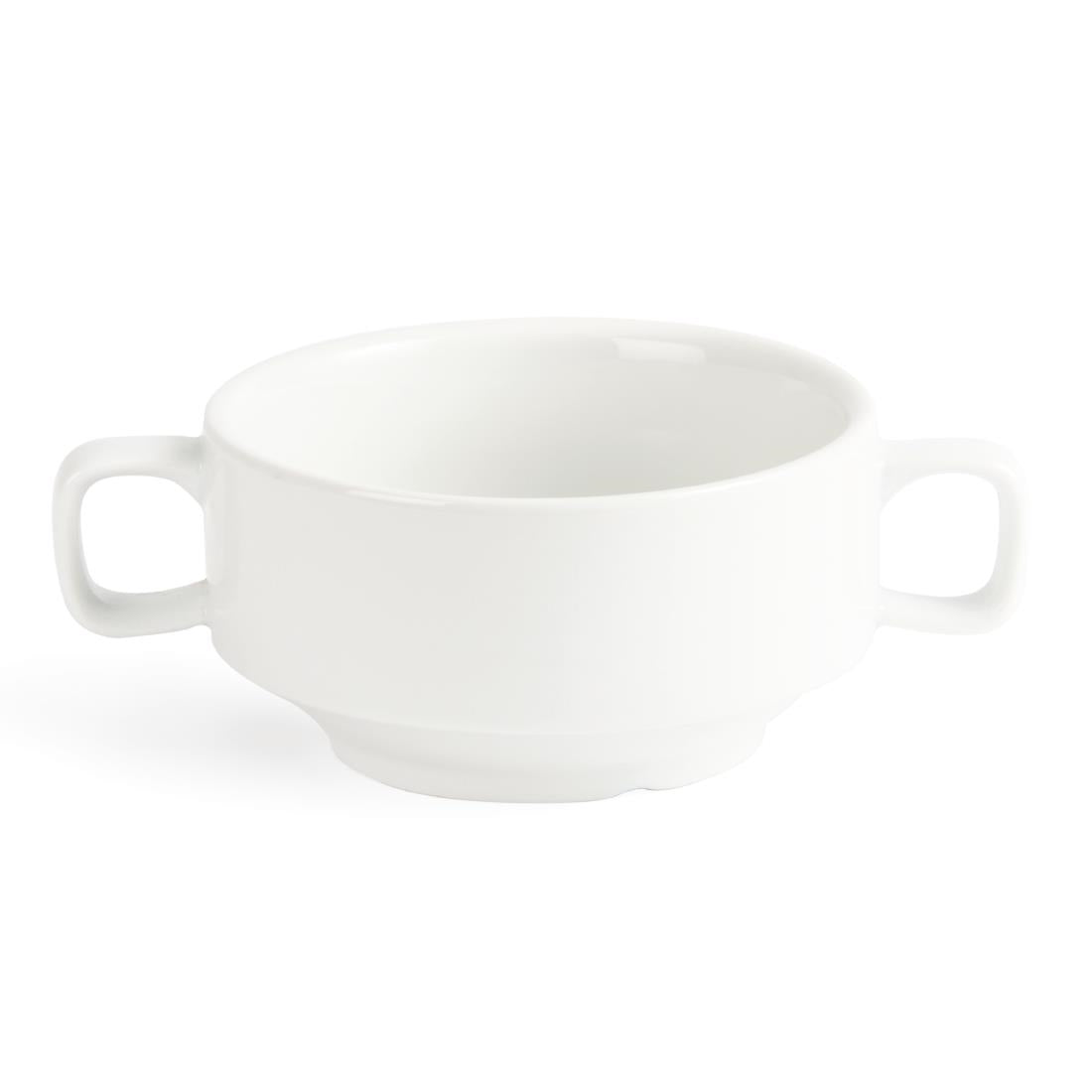 C239 Olympia Whiteware Soup Bowls With Handles 400ml (Pack of 6)