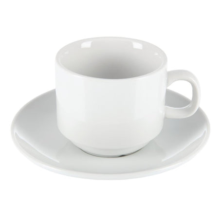 CB467 Olympia Whiteware Stacking Tea Cups 7oz 200ml (Pack of 12)