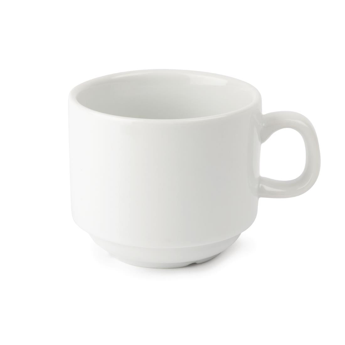 CB467 Olympia Whiteware Stacking Tea Cups 7oz 200ml (Pack of 12)