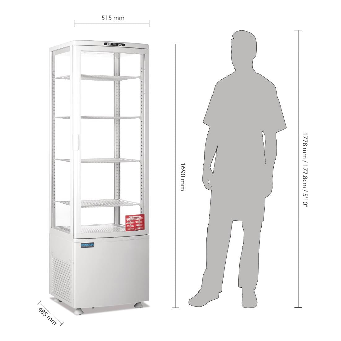 CB509 Polar C-Series Curved Door Display Fridge 235Ltr White