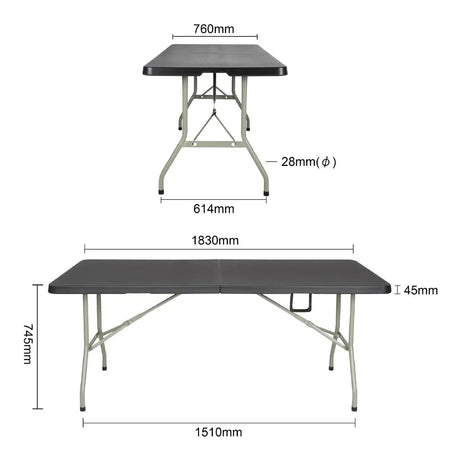 HZ169 Bolero Centre Folding Table - - Black 1.8m 6ft