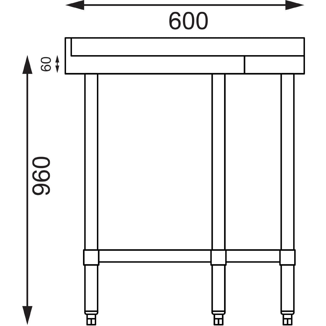 CB907 Vogue Stainless Steel Corner Table 600mm