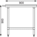 CB911 Vogue Stainless Steel Chopping Board Table 900mm