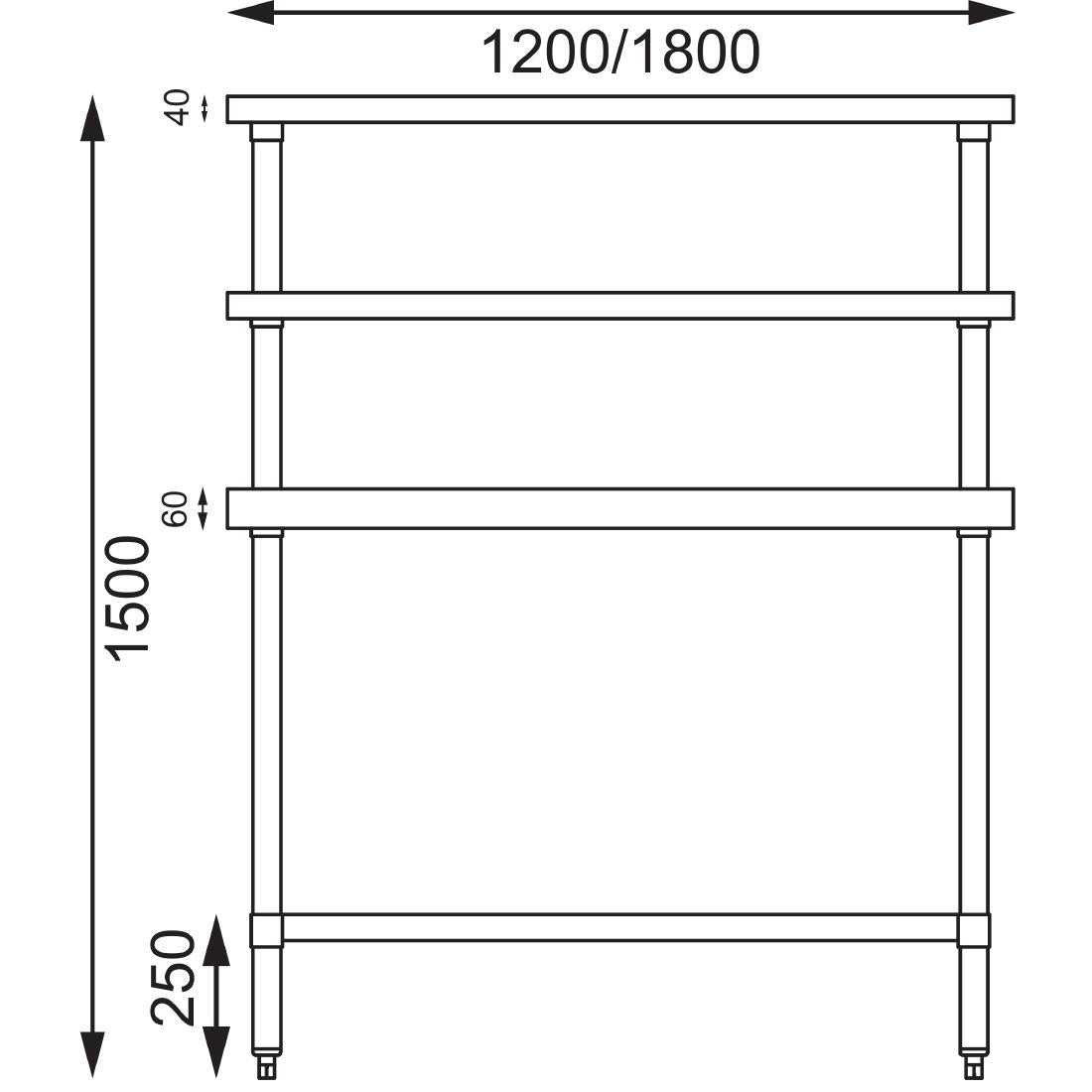 CC359 Vogue Stainless Steel Prep Station 1200x600mm