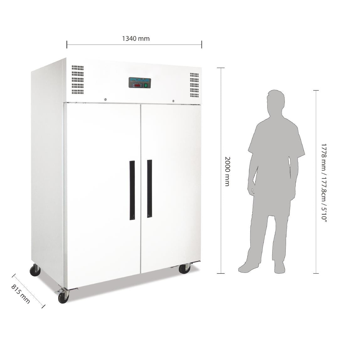 CC663 Polar G-Series Upright Double Door Fridge 1200Ltr White
