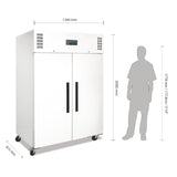 CC663 Polar G-Series Upright Double Door Fridge 1200Ltr White