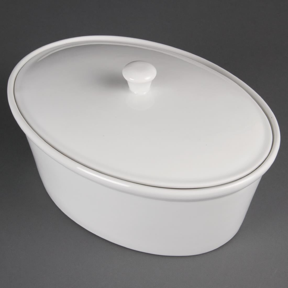 CB712 Olympia Whiteware Oval Casserole Dish 2.2Ltr