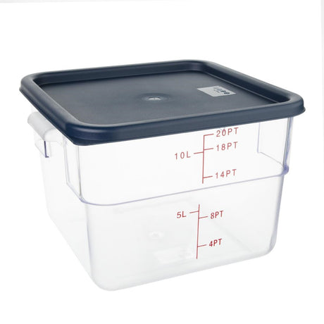 CF045 Vogue Polycarbonate Square Food Storage Container Lid Blue Large