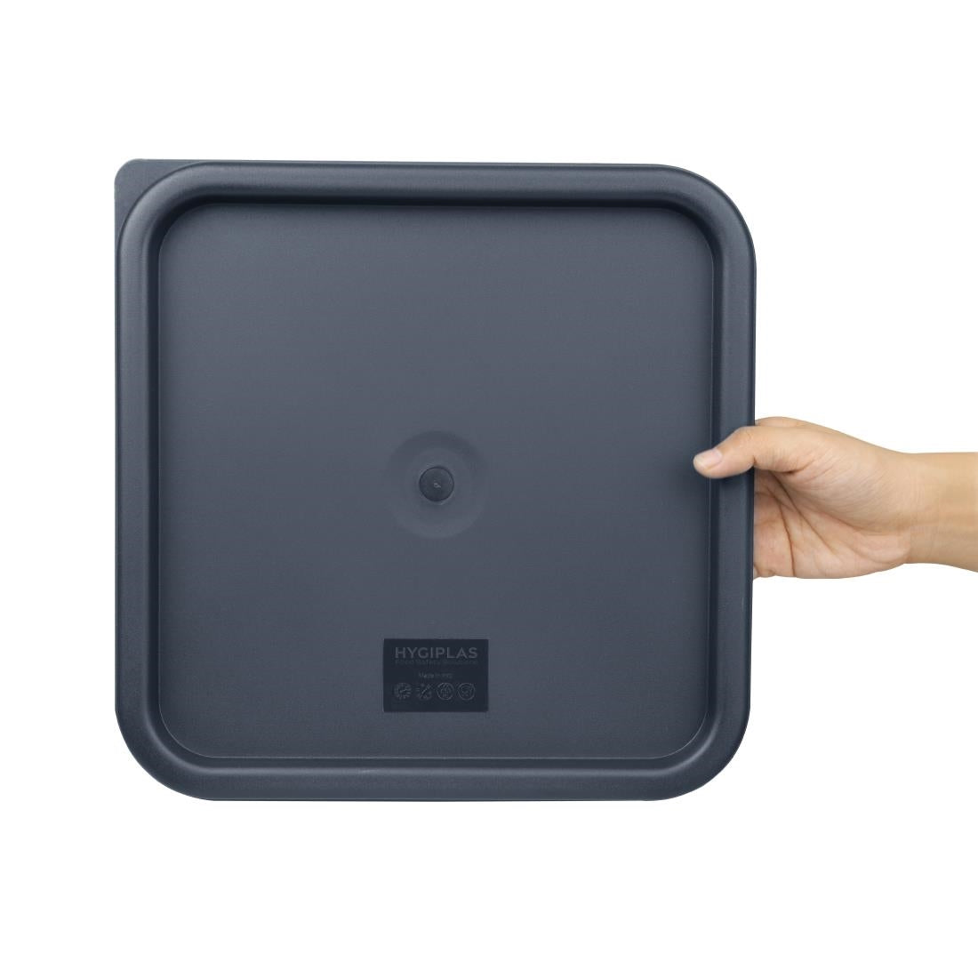 CF045 Vogue Polycarbonate Square Food Storage Container Lid Blue Large