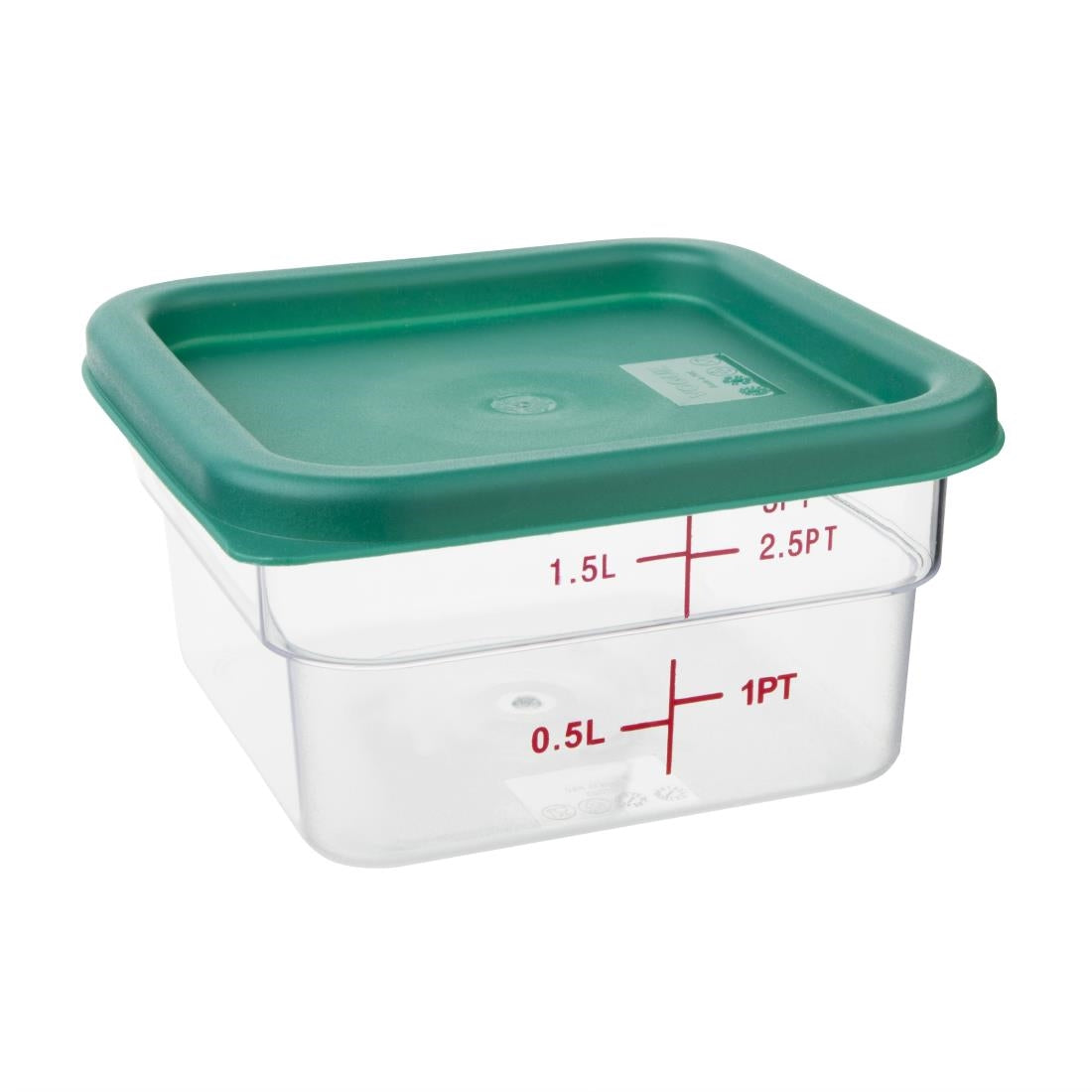 Vogue Polycarbonate Square Food Storage Container Lid Green Small