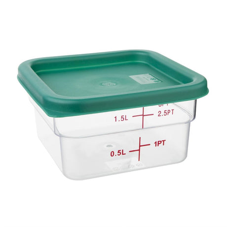 CF046 Vogue Polycarbonate Square Food Storage Container Lid Green Small