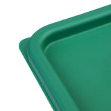 CF046 Vogue Polycarbonate Square Food Storage Container Lid Green Small