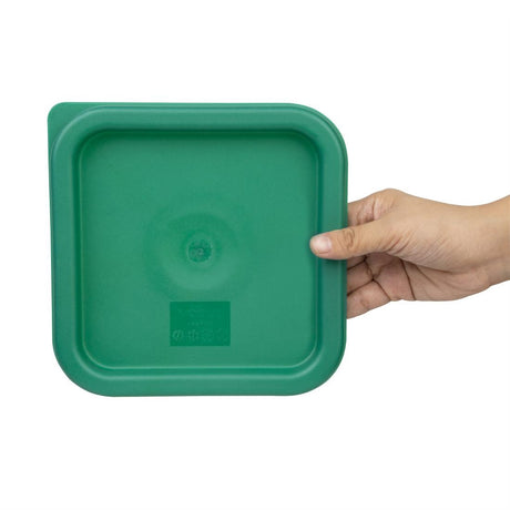 CF046 Vogue Polycarbonate Square Food Storage Container Lid Green Small