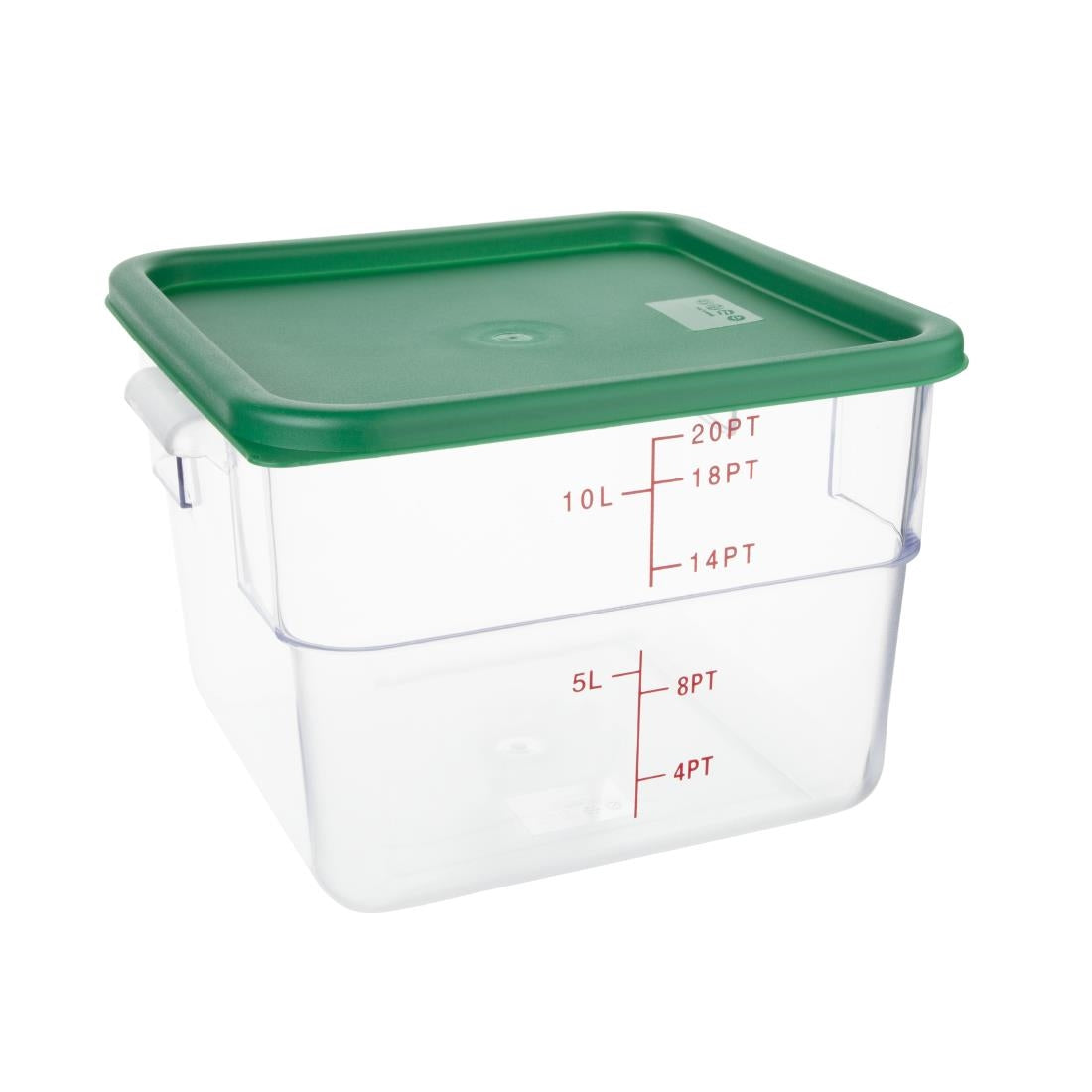Vogue Polycarbonate Square Food Storage Container Lid Green Large