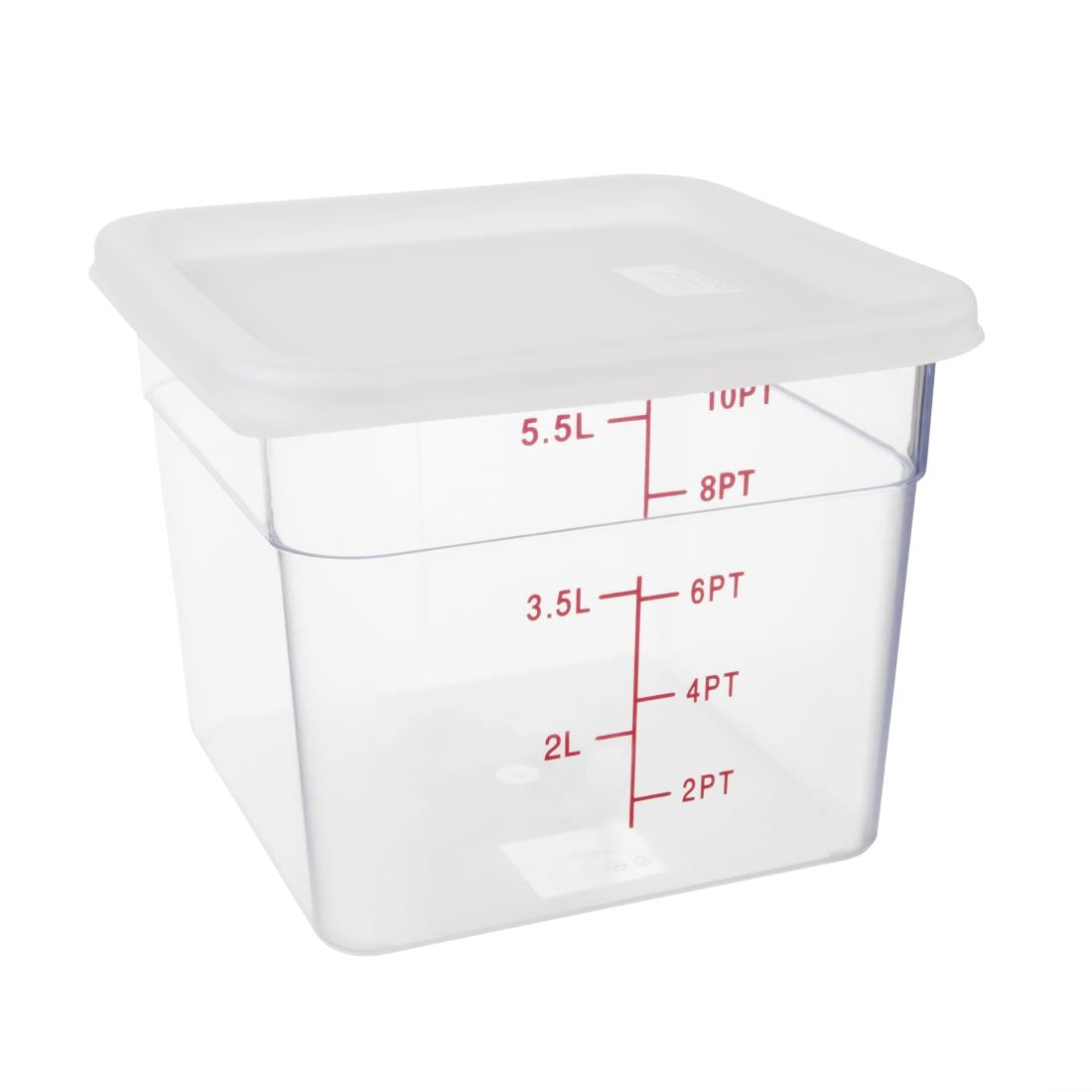 CF050 Vogue Polycarbonate Square Food Storage Container Lid White Medium