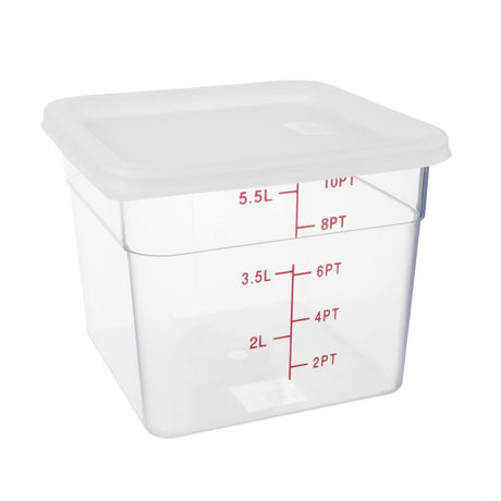 CF050 Vogue Polycarbonate Square Food Storage Container Lid White Medium