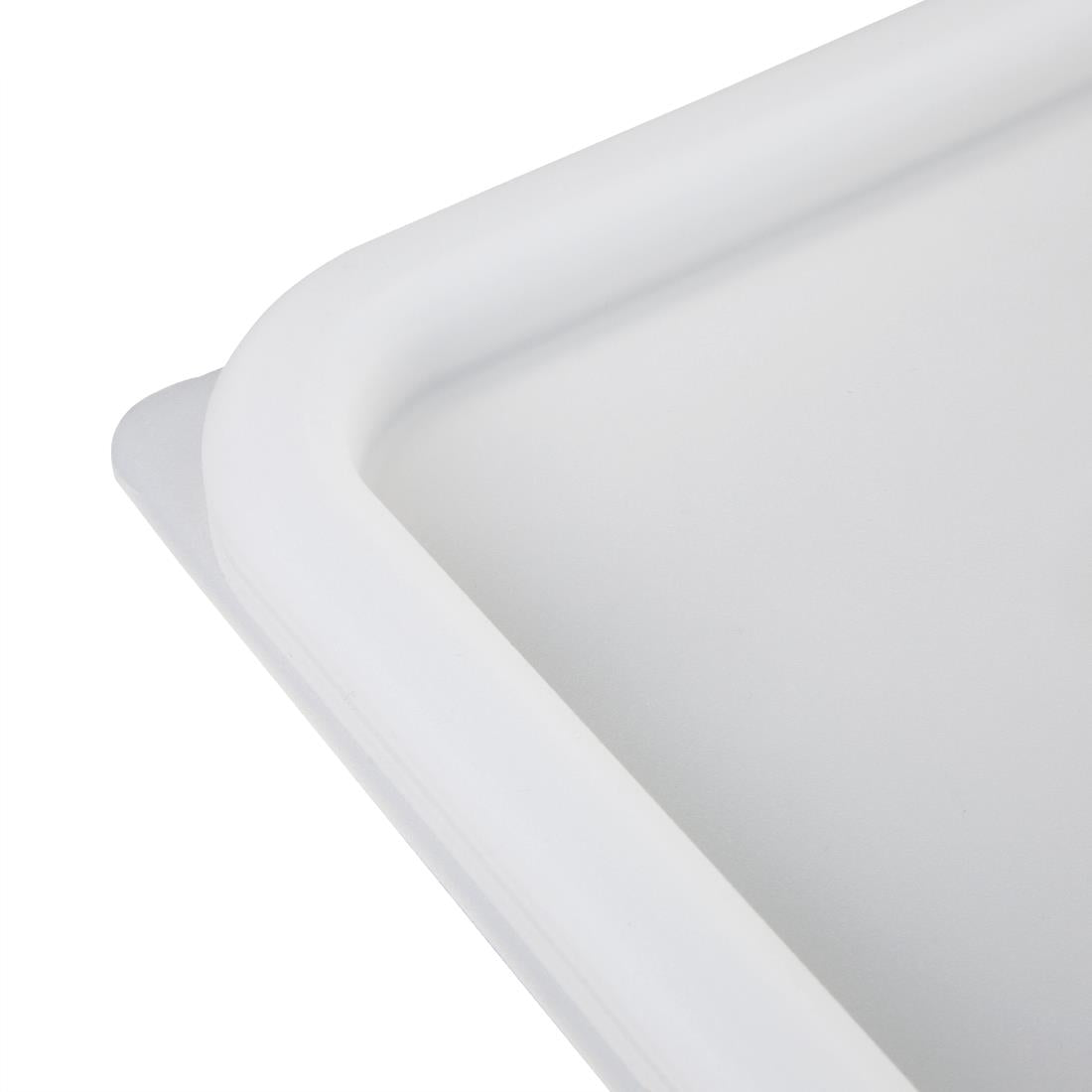 CF050 Vogue Polycarbonate Square Food Storage Container Lid White Medium