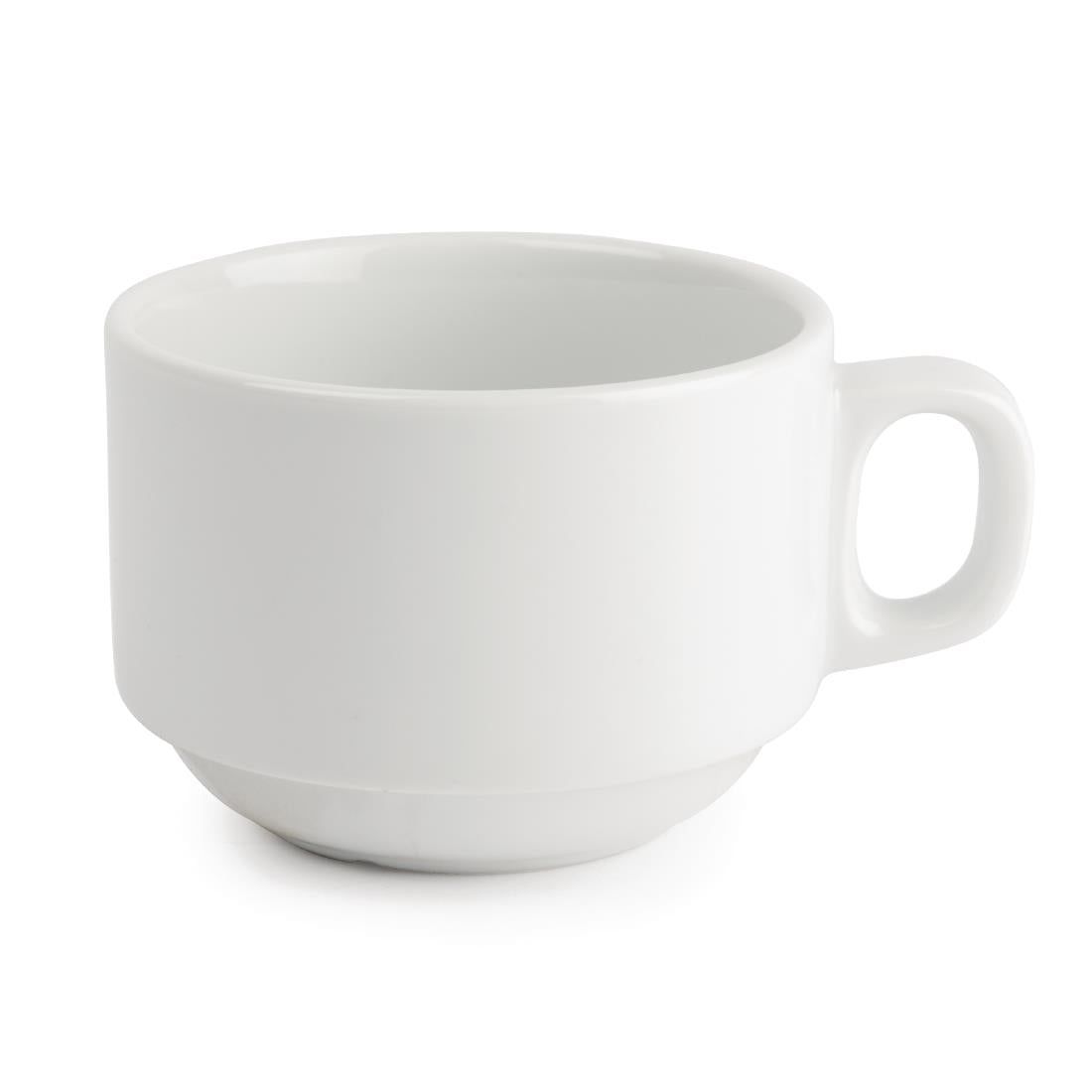 Royal Porcelain Classic White Stackable Tea Cups 200ml (Pack of 12)