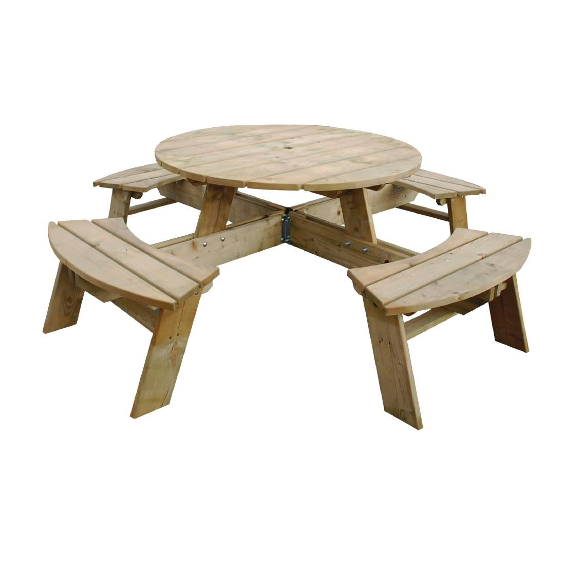 CG097 Rowlinson Round Wooden Picnic Table 6.5ft