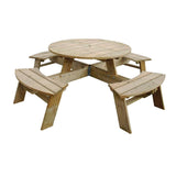 CG097 Rowlinson Round Wooden Picnic Table 6.5ft