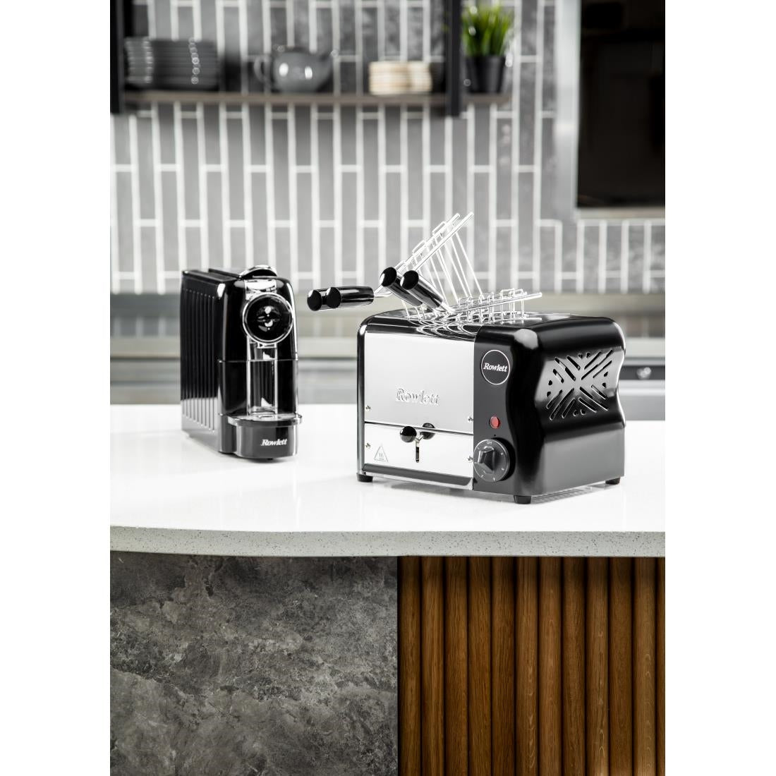 Rowlett Esprit 2 Slot Toaster Jet Black w/2 Additional Elements & Sandwich Cage