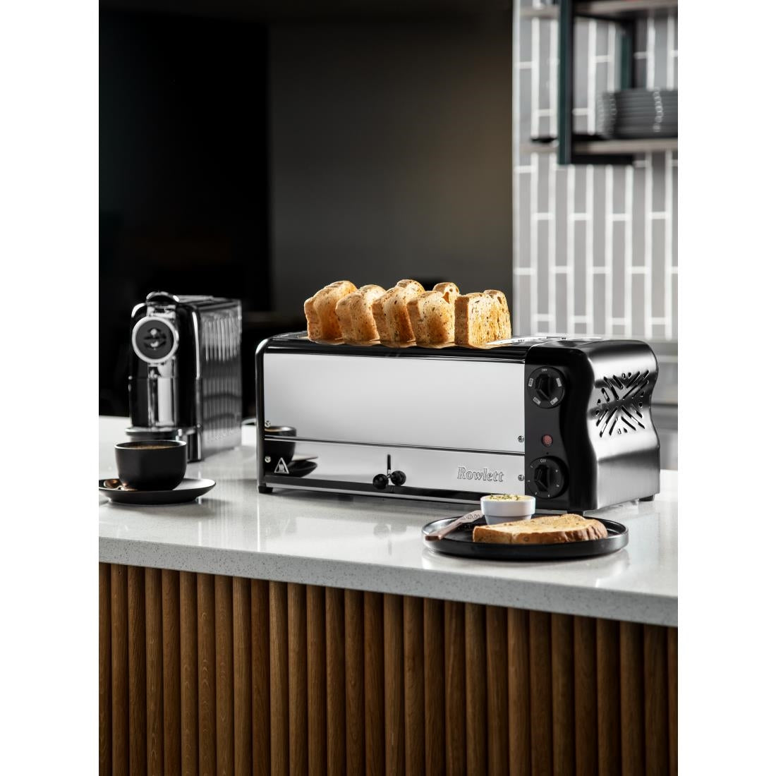 Rowlett Esprit 6 Slot Toaster Jet Black with Duraheat Elements & Sandwich Cage