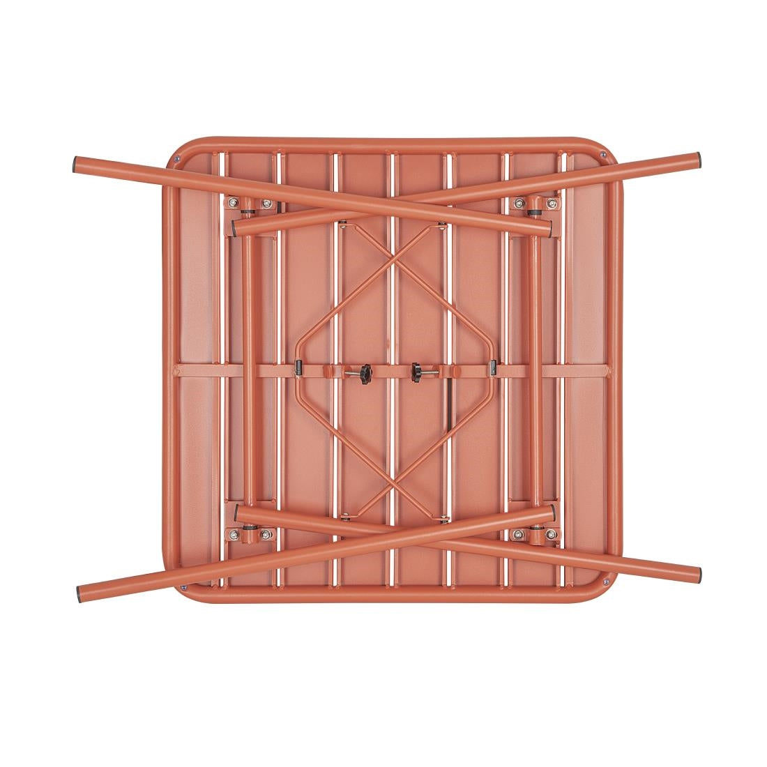 CK064 Bolero Terracotta Square Slatted Steel Table - 700mm