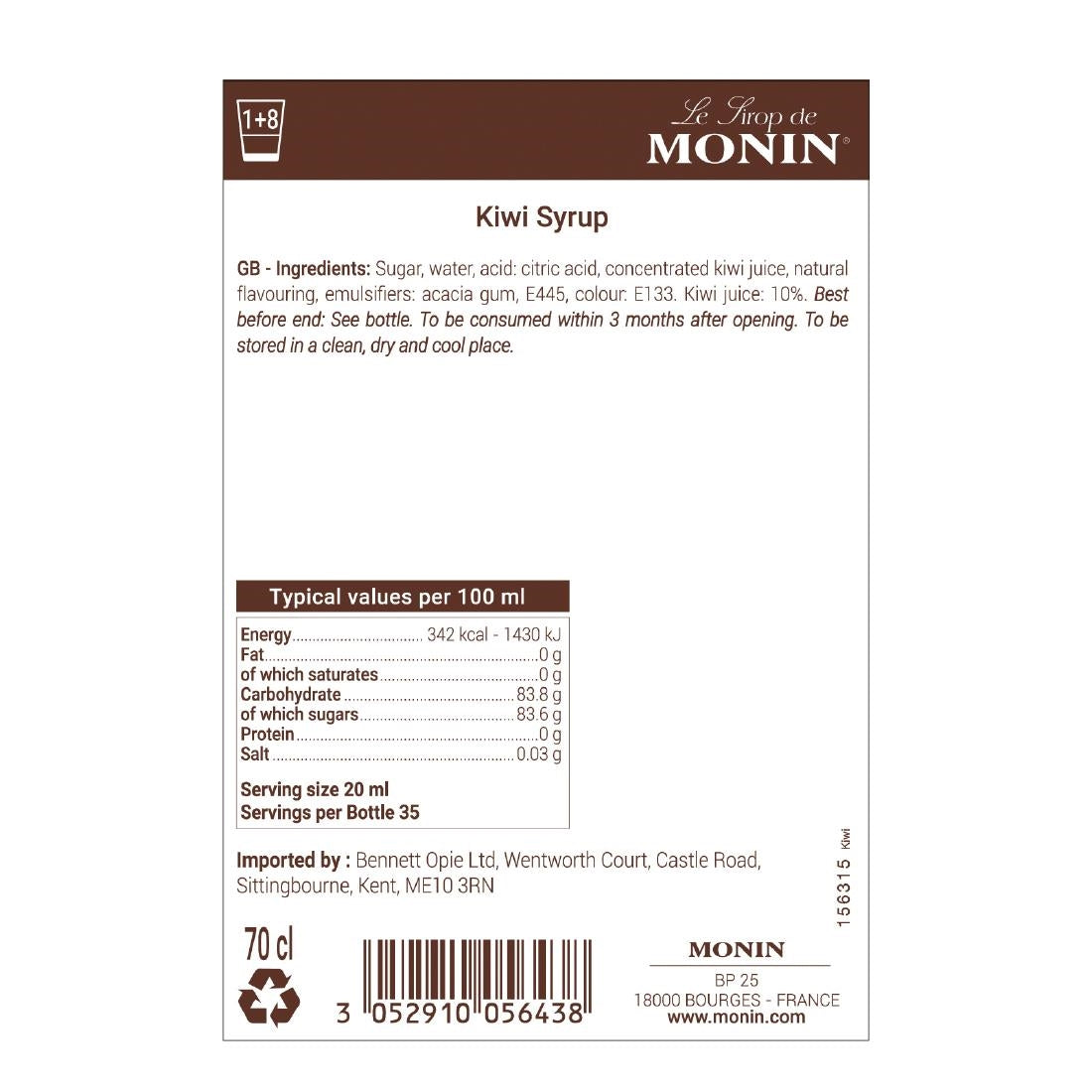 Monin Kiwi Syrup 700ml