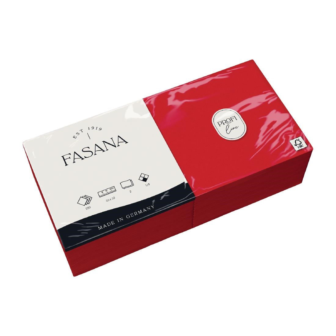 CK875 Fasana Lunch Napkin Red 33x33cm 2ply 1/4 Fold (Pack of 1500)