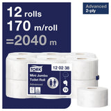 CL126 Tork Mini Jumbo Toilet Paper 2-Ply 170m (Pack of 12)