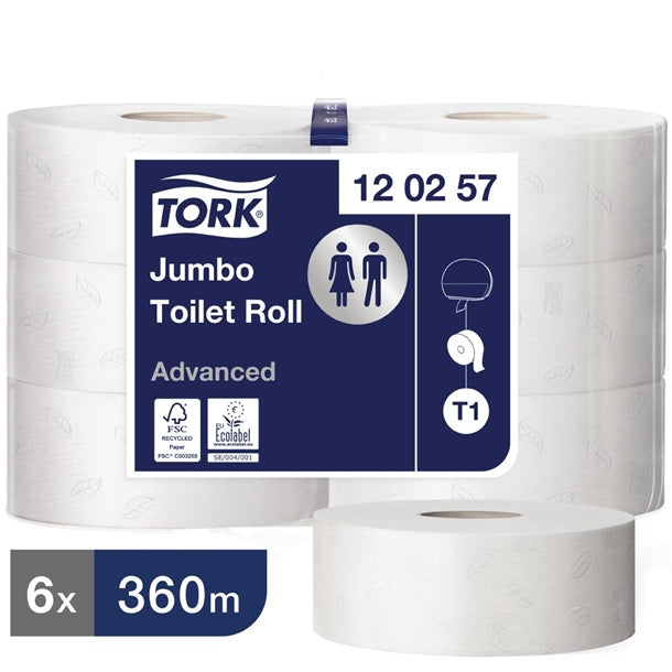 CL127 Tork Jumbo Toilet Paper 2-Ply 360m (Pack of 6)