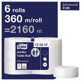 CL127 Tork Jumbo Toilet Paper 2-Ply 360m (Pack of 6)