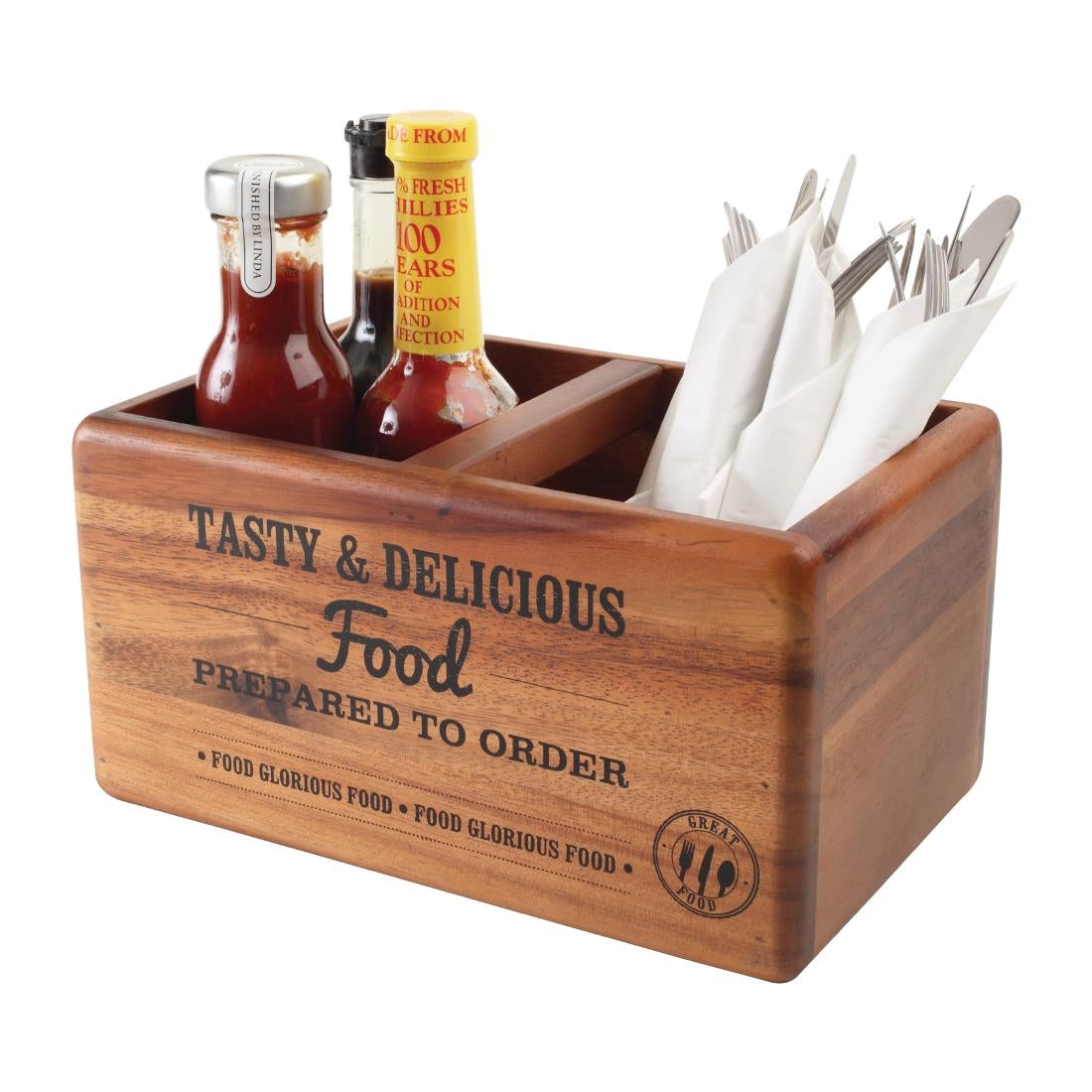 CL179 T&G Food Glorious Food Table Tidy with Chalkboard