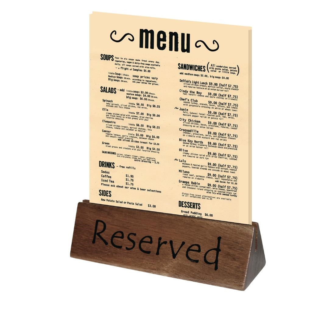 CL381 Olympia Acacia Menu Holder and Reserved Sign (Pack of 10)