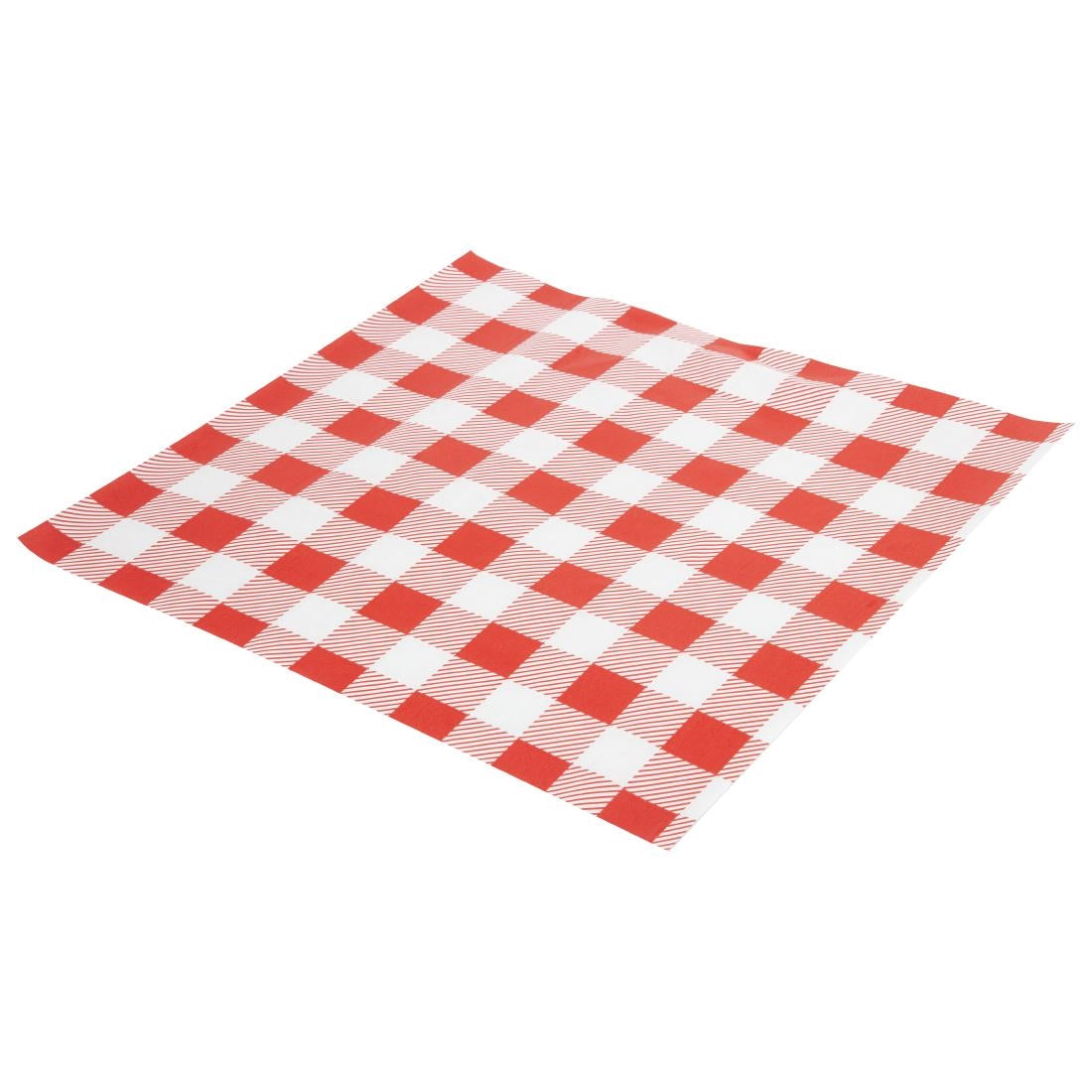 HY782 Fiesta Compostable Red Gingham Greaseproof Sheets - 380x310mm (Pack 200)