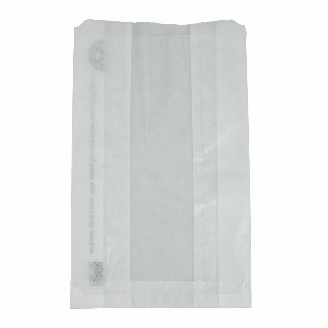 Vegware Compostable Glassine Hot Food Bags With NatureFlex Window Large ( 500 Pack)