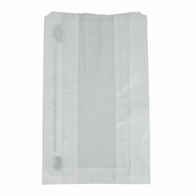 Vegware Compostable Glassine Hot Food Bags With NatureFlex Window Large ( 500 Pack)