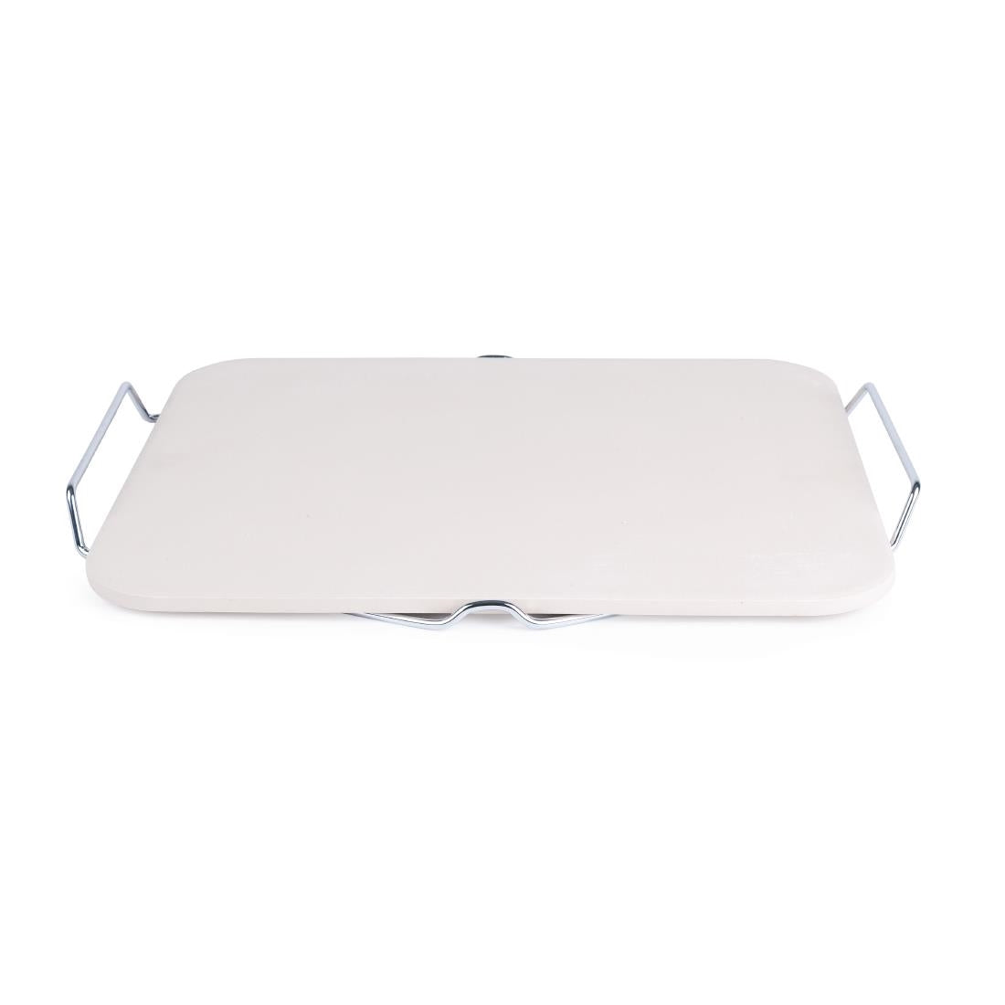 CL713 Rectangular Pizza Stone with Metal Serving Rack