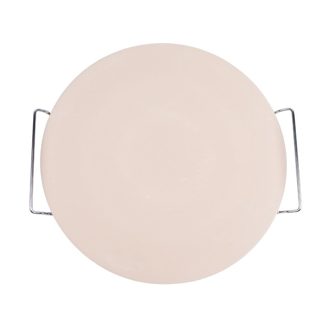 CL714 Round Pizza Stone with Metal Serving Rack