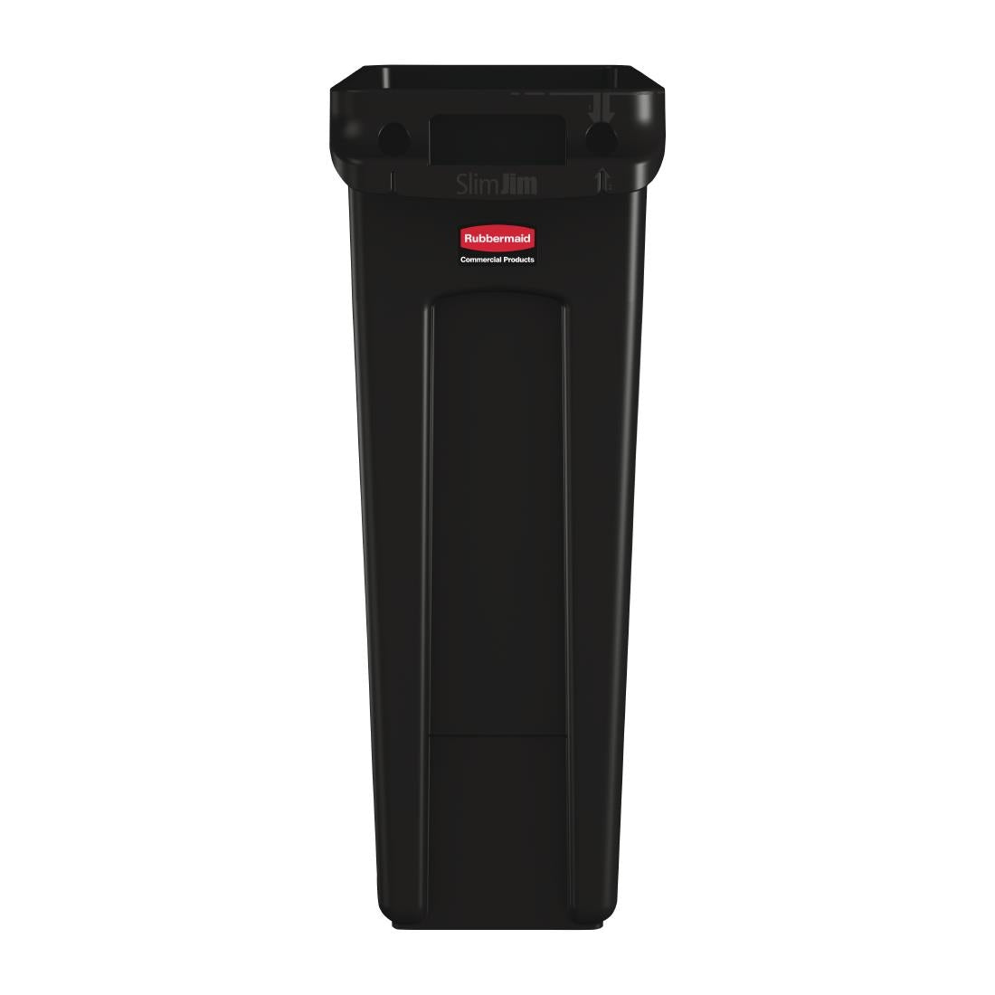 CP653 Rubbermaid Slim Jim Container With Venting Channels Black 87Ltr