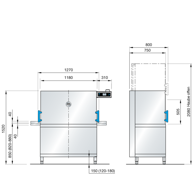 Meiko M-iClean HXL Double 500mm Rack Dishwasher