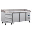 Polar U-Series Double Door Pizza Counter with Granite Top & Dough Drawers 290Ltr