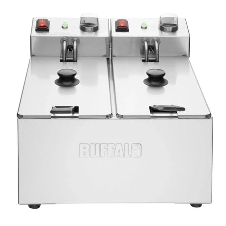 CU615 Buffalo Twin Tank Twin Basket 2x3Ltr Countertop Fryer 2x2kW