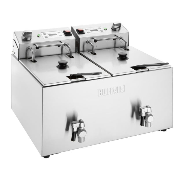 CU621 Buffalo Double Electric Fryer with Timer 2x8Ltr