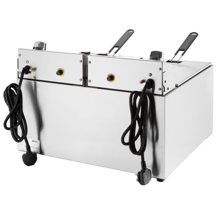 CU621 Buffalo Double Electric Fryer with Timer 2x8Ltr